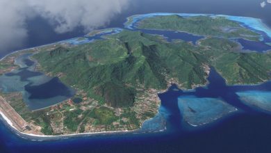 Aerial view of Huahine in French Polynesia