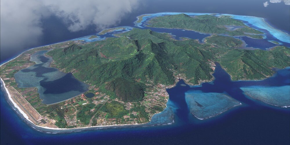Aerial view of Huahine in French Polynesia