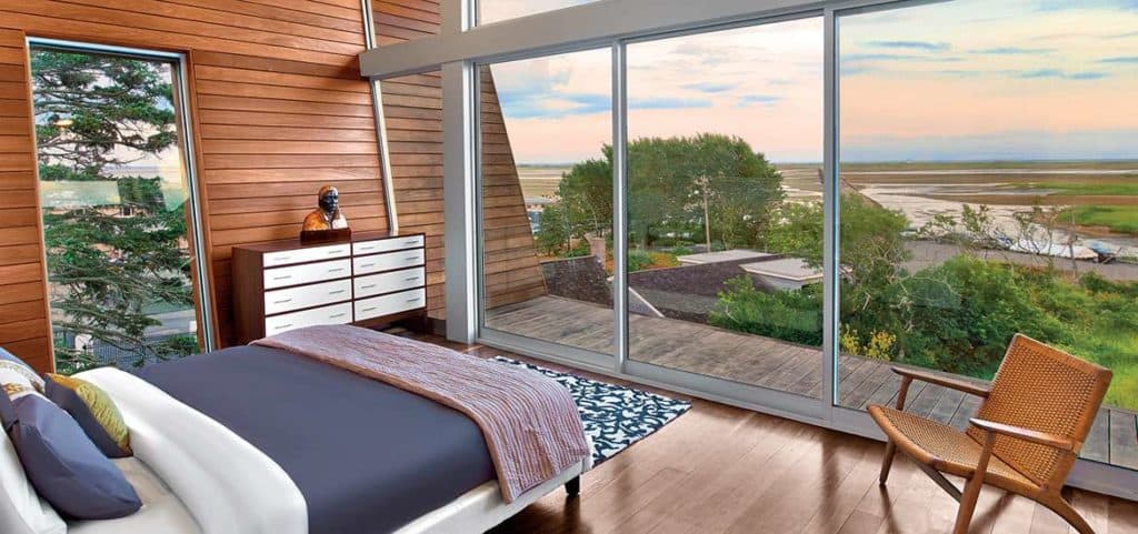 Interior design tips may include a luminous bedroom, such as this one