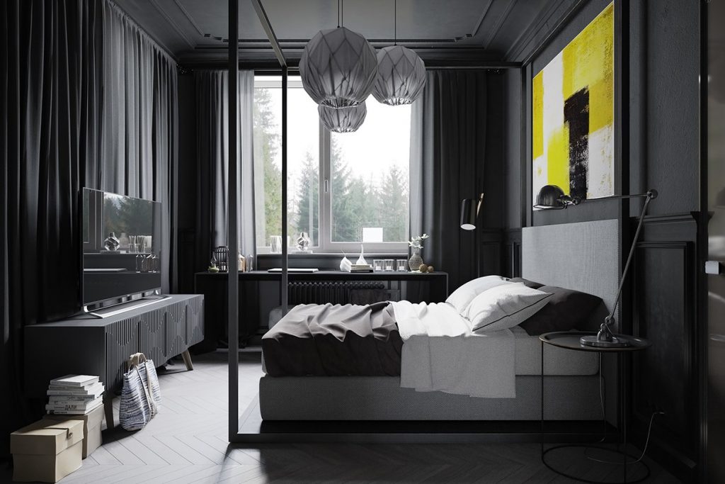 Modern interiors are beautiful. They sports darker colors and warm metals.